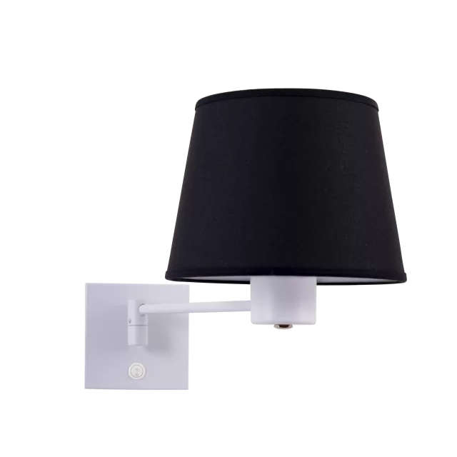 APLIQUE BL MICRO CON INTERRUPTOR Y BRAZO SIMPLE C/PANTALLA DE TELA CÓNICA