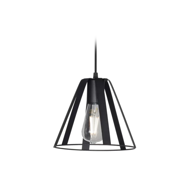 COLGANTE CONICO DE FLEJES MINI 1 LUZ NEGRO