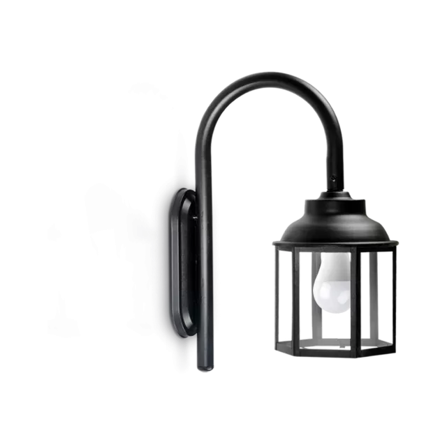 FAROL HEXAGONAL CON SOPORTE DE PARED