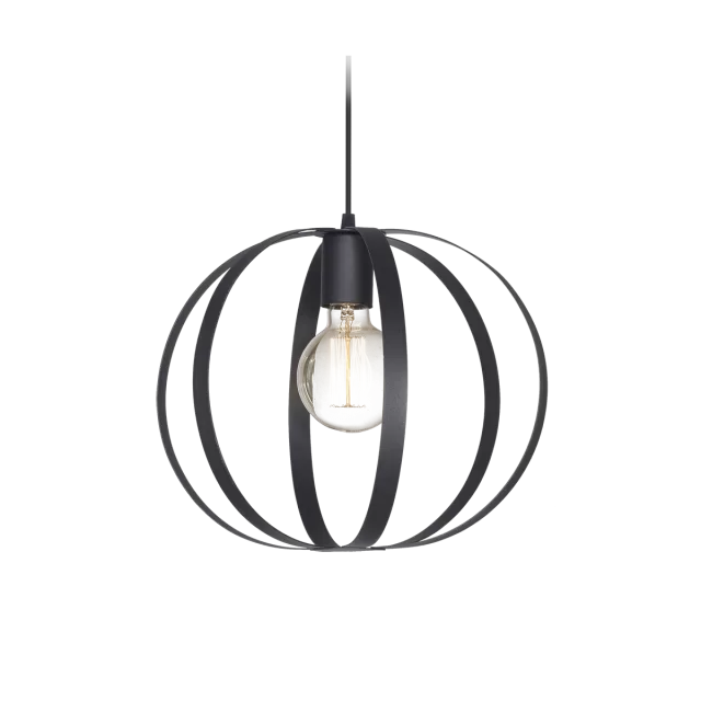 COLGANTE CIRCULAR DE FLEJES MINI 1 LUZ NEGRO