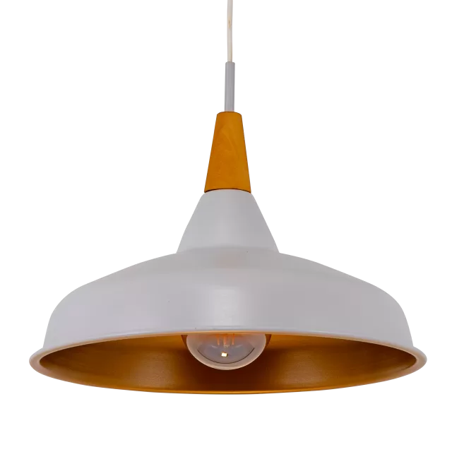 COLGANTE CHAPA/MADERA CONO 1L  INT ORO MATE