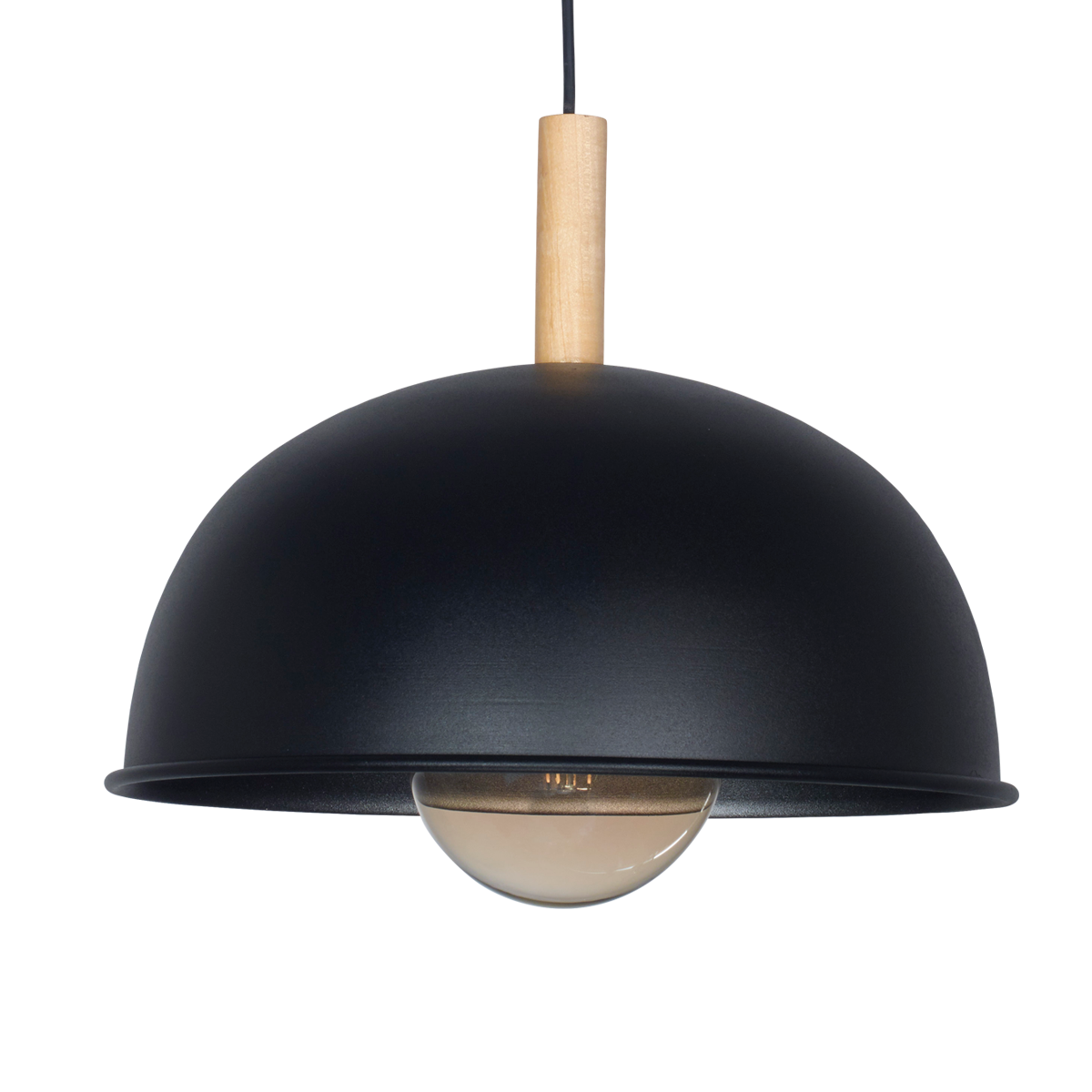 COLGANTE MEDIA ESFERA DE ALUMINIO CON DETALLE EN MADERA 1L