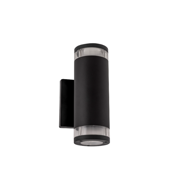 Aplique exterior cilindrico - aluminio + PC - IP65 - con efecto trasluz